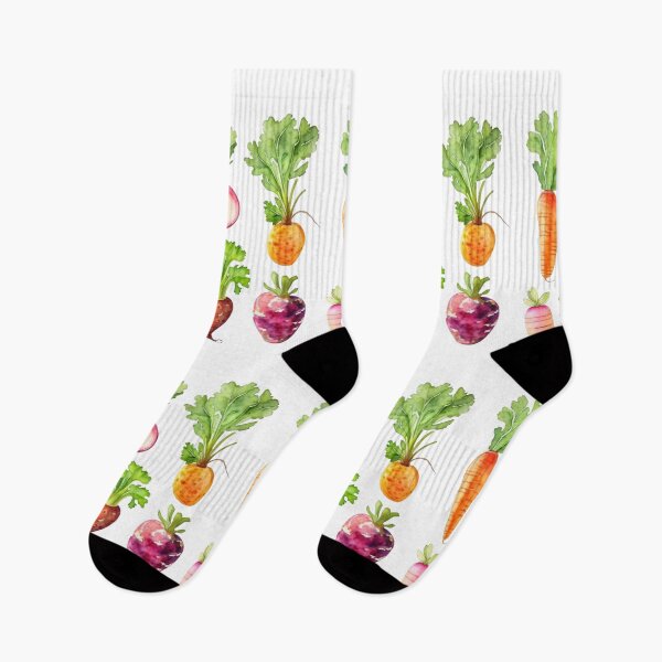 Item preview, Watercolor root vegetable pattern, carrots, beets, radishes, parsnips, rutabagas, potatoes  designed and sold by hollycooper.