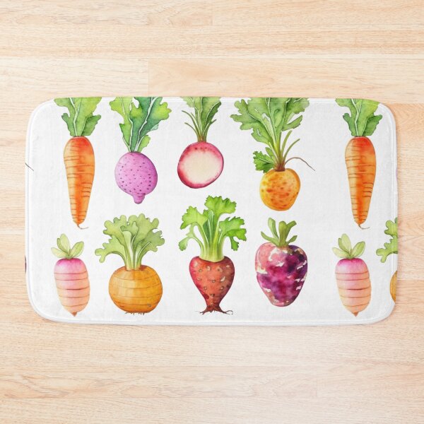 Item preview, Watercolor root vegetable pattern, carrots, beets, radishes, parsnips, rutabagas, potatoes  designed and sold by hollycooper.