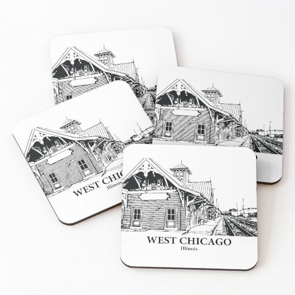 Item preview, West Chicago IL - Ink Cityscape Illustration designed and sold by Lakeric Cityscapes.
