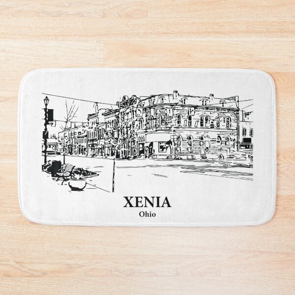 Item preview, Xenia OH - Ink Cityscape Illustration designed and sold by Lakeric Cityscapes.