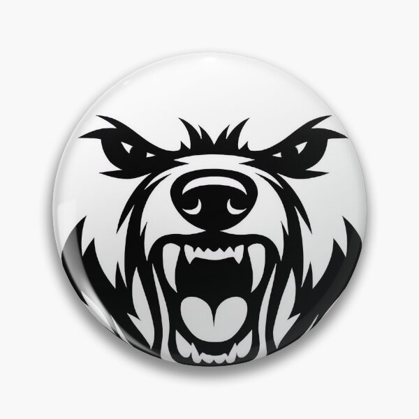 Item preview, Fierce Grizzly Bear Head Logo | Bold Black & White Bear Mascot Design designed and sold by SandpiperDesign.