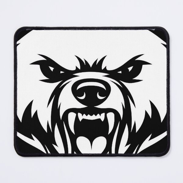 Item preview, Fierce Grizzly Bear Head Logo | Bold Black & White Bear Mascot Design designed and sold by SandpiperDesign.