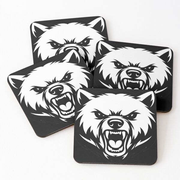 Item preview, Fierce Grizzly Bear Head Logo | Bold Black & White Bear Mascot Design designed and sold by SandpiperDesign.