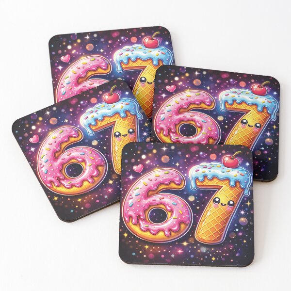 Item preview, Candy Number 67 – Cute Dessert Typography Art with Donut & Ice Cream designed and sold by Gold Turtle  Lina.