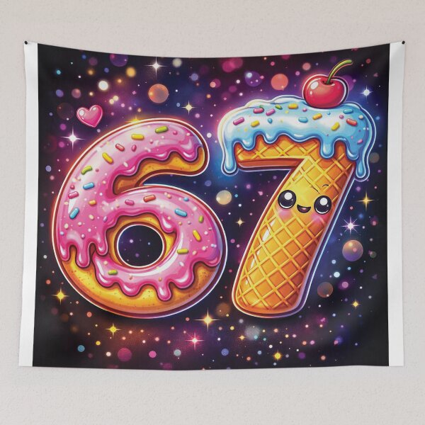 Item preview, Candy Number 67 – Cute Dessert Typography Art with Donut & Ice Cream designed and sold by Gold Turtle  Lina.