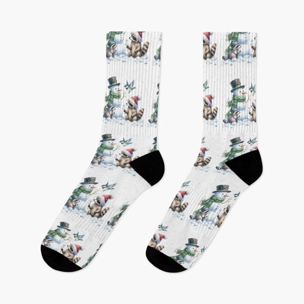 Item preview, Watercolor Snowman with Raccoons and Birds designed and sold by TeeARTHY.