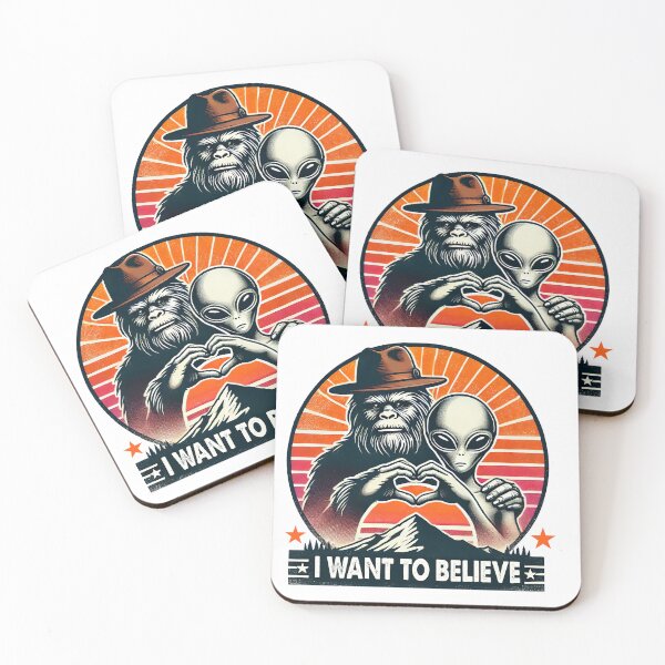 Item preview, Retro Bigfoot and Alien Heart Believe   designed and sold by TeeARTHY.