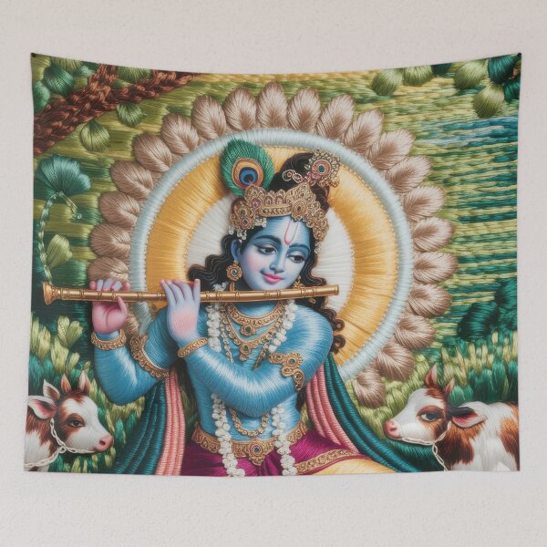 Item preview, Gopala Krishna with Cows Flute Art designed and sold by ApproachingZion.