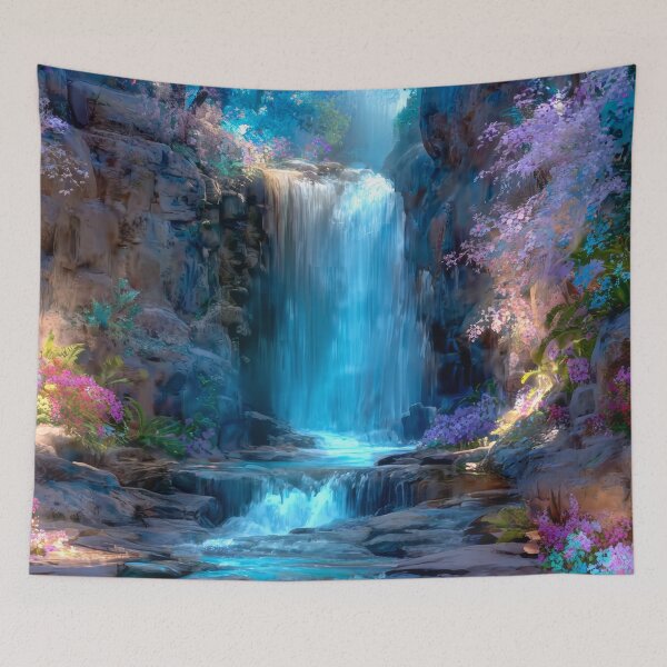 Item preview, Enchanting Waterfall in Blooming Forest designed and sold by MargaretWiktor.