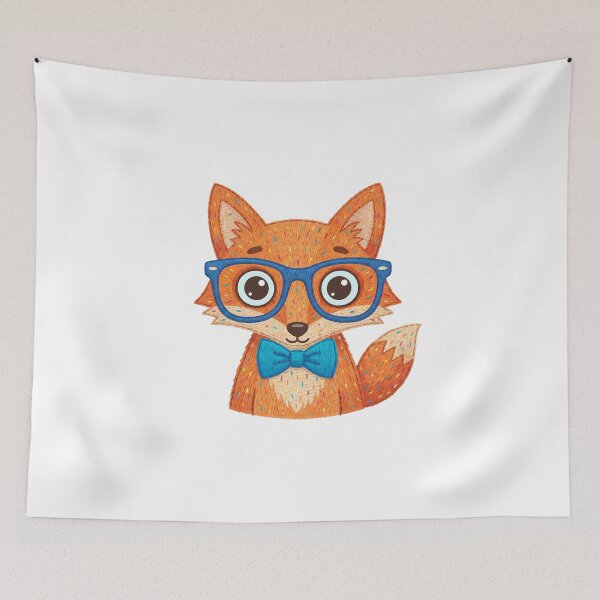 Item preview, Nerdy Fox With Blue Glasses Whimsical Cartoon Animal designed and sold by chattsuede.