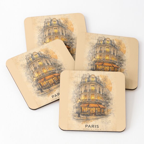 Item preview, Paris Architecture Wall Art Poster – Vintage Café Sketch Blueprint Style designed and sold by Eclipse 3699.