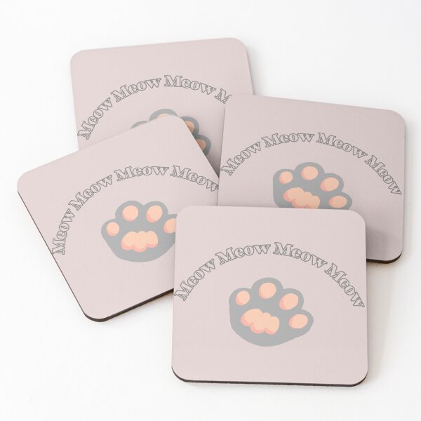 Item preview, Meow Cat Cute Text Paw Pet Grey Stickers Prints Posters Wall Art Magnet Home Coffee Cup Decoration TShirt Stationary Notebook Magnet Hat Kitchen Work School Office Redbubble Shop designed and sold by Saritas Boutique Shop.
