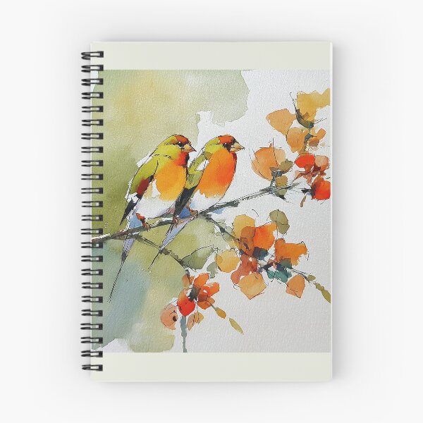Item preview, Chinese Watercolor Finches – Traditional Floral Bird Art designed and sold by vitalinari.