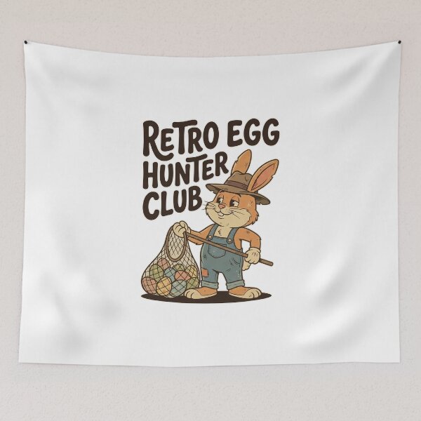 Item preview, Retro Egg Hunter Club Vintage Easter Bunny designed and sold by chattsuede.