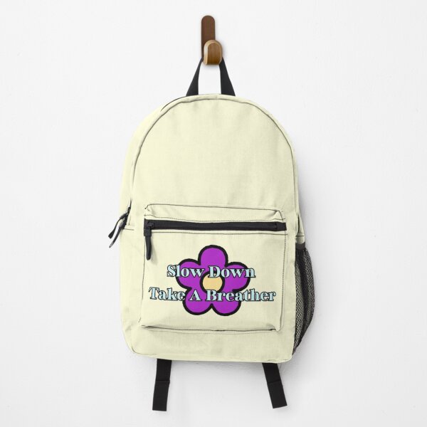 Item preview, Slow Down Take A Breather Purple Flower Text Stickers Prints Posters Wall Art Magnet Home Coffee Cup Decoration TShirt Stationary Notebook Magnet Hat Kitchen Work School Office Redbubble Shop designed and sold by Saritas Boutique Shop.