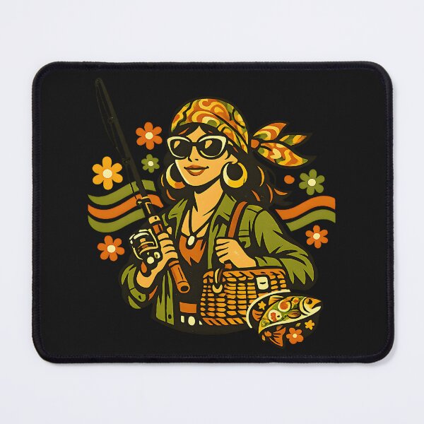 Item preview, Groovy Fisherwoman Retro Fishing Illustration designed and sold by EimSol.