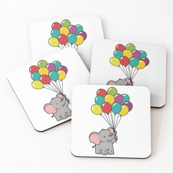 Item preview, Cute Baby Elephant Floating with Colorful Balloons designed and sold by TeeARTHY.