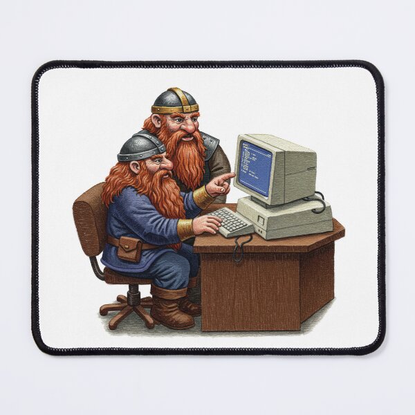 Item preview, Retro Fantasy Dwarves Using Old Computer designed and sold by TeeARTHY.