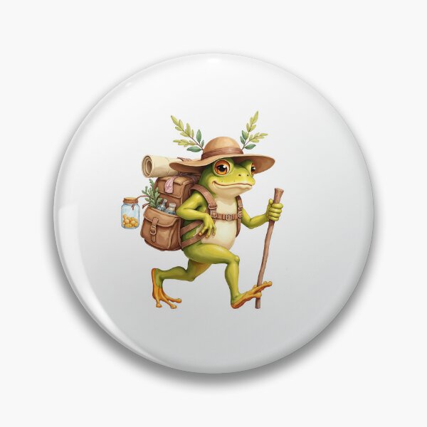 Item preview, Whimsical Hiking Frog with Backpack and Staff designed and sold by TeeARTHY.