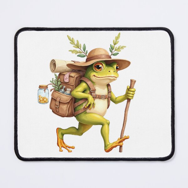 Item preview, Whimsical Hiking Frog with Backpack and Staff designed and sold by TeeARTHY.