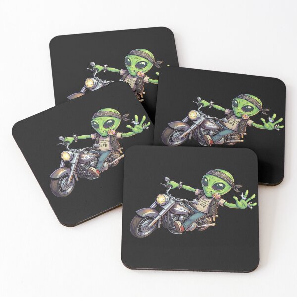 Item preview, Cute Alien Riding a Motorcycle Cartoon designed and sold by Dariusz.K.