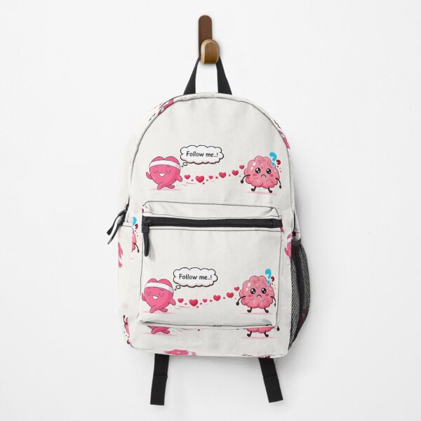 Item preview, Follow Me – Cute Heart and Confused Brain Illustration designed and sold by Made You Smirk.