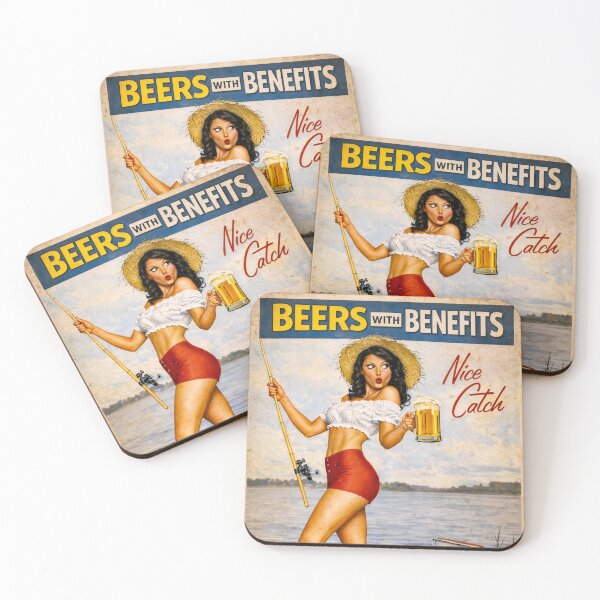 Item preview, Beers With Benefits – Retro Beach Pin-Up designed and sold by SteadyRolling.
