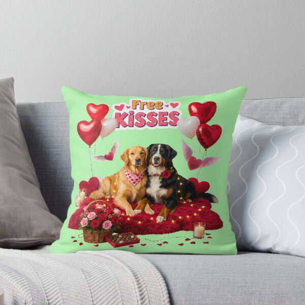 Item preview, Cute Golden Retriever & Bernese Mountain Dog Valentine's Date | Red Rug & Candles designed and sold by E-SarnEdge.