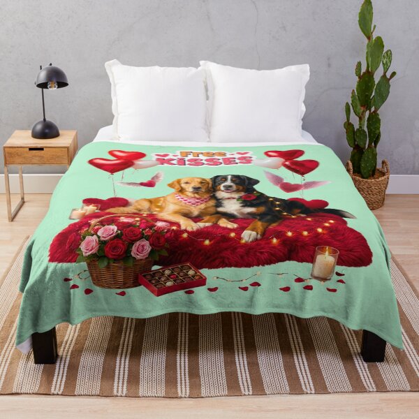 Item preview, Cute Golden Retriever & Bernese Mountain Dog Valentine's Date | Red Rug & Candles designed and sold by E-SarnEdge.