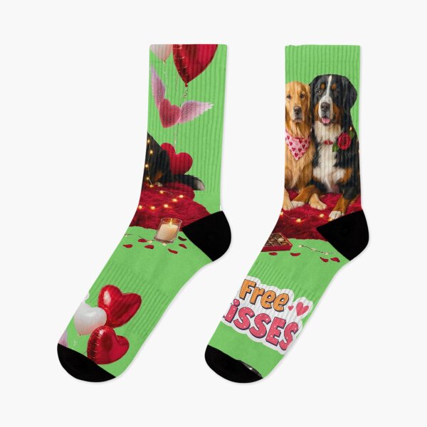 Item preview, Cute Golden Retriever & Bernese Mountain Dog Valentine's Date | Red Rug & Candles designed and sold by E-SarnEdge.