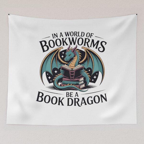 Item preview, In a World of Bookworms be a Book Dragon Reading designed and sold by THREE LITTLE BEANS.