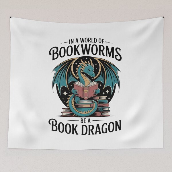 Item preview, In a World of Bookworms be a Book Dragon Reading designed and sold by THREE LITTLE BEANS.