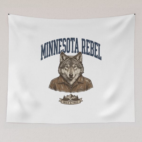 Item preview, Minnesota Rebel Wolf - Vintage Leather Jacket Wolf designed and sold by The Grumpy Pet Club.