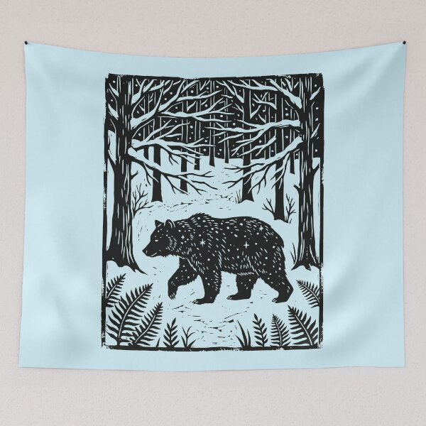 Item preview, Bear Snowy Forest Folk Art Woodland Animal  designed and sold by Y-Vibes.