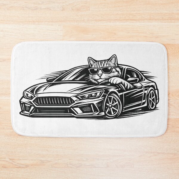Item preview, Cat Taking a Selfie with a Sports Car – Pencil Sketch Art designed and sold by EpicwaveDesigns.