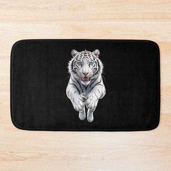 Item preview, Fierce leaping white tiger powerful art designed and sold by ObjCrea123.