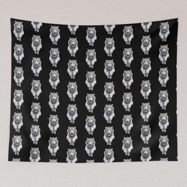 Item preview, Fierce leaping white tiger powerful art designed and sold by ObjCrea123.