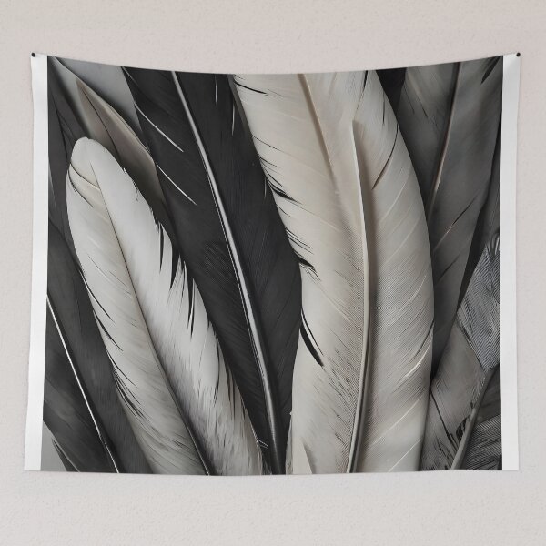 Item preview, Monochrome Feather Study Wall Art Print designed and sold by PrintBLAIDE.