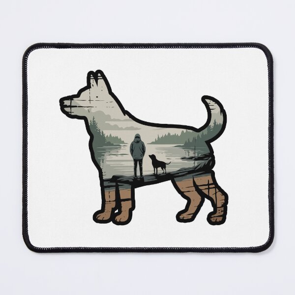 Item preview, Wolf Double Exposure Art – Man and Dog in Nature Silhouette, Wilderness & Loyalty Illustration designed and sold by BrainBubbleArt.