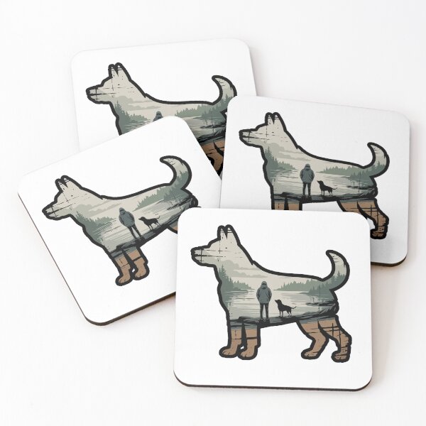 Item preview, Wolf Double Exposure Art – Man and Dog in Nature Silhouette, Wilderness & Loyalty Illustration designed and sold by BrainBubbleArt.