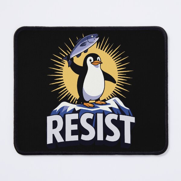 Item preview, Resist Penguin Protest Art – Cute Activist Animal Illustration with Fish, Bold Statement Graphic designed and sold by BrainBubbleArt.