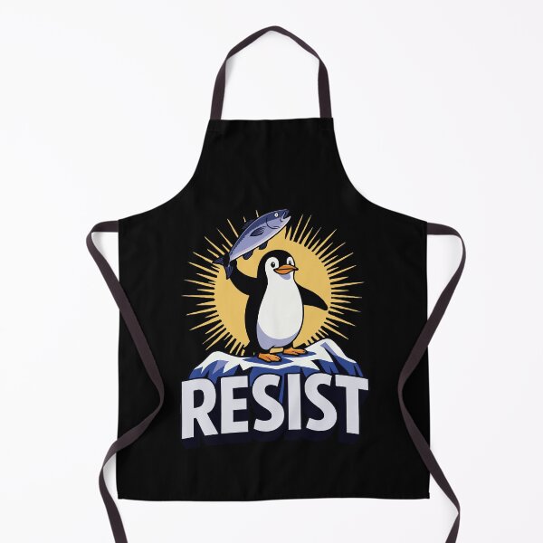 Item preview, Resist Penguin Protest Art – Cute Activist Animal Illustration with Fish, Bold Statement Graphic designed and sold by BrainBubbleArt.