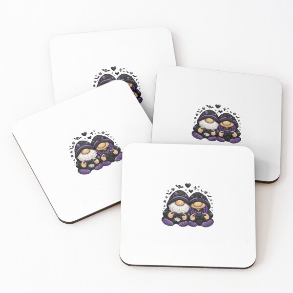 Item preview, Gamer Gnome Couple – Cute Dark Valentine Gaming Art Print designed and sold by winniwinston.