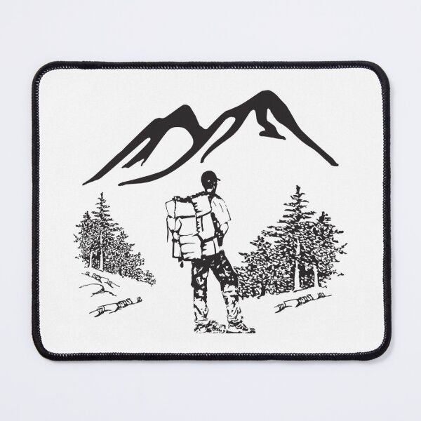 Item preview, Backpacker Hiking In Pine Forest - Rustic Ink Sketch designed and sold by Oaks Creations.