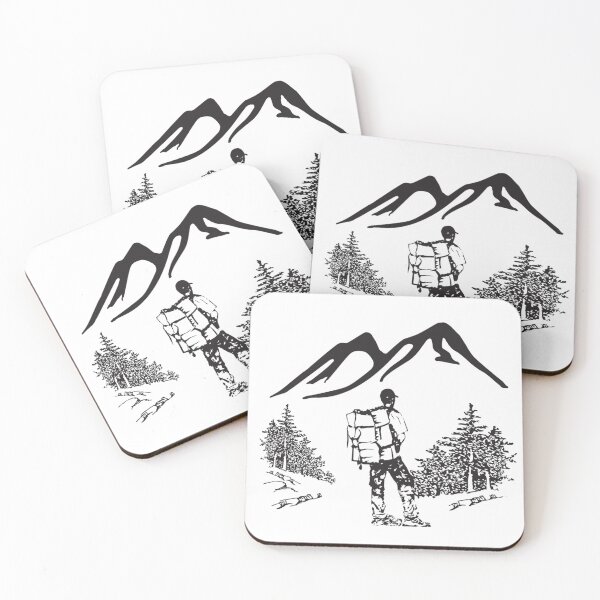 Item preview, Backpacker Hiking In Pine Forest - Rustic Ink Sketch designed and sold by Oaks Creations.
