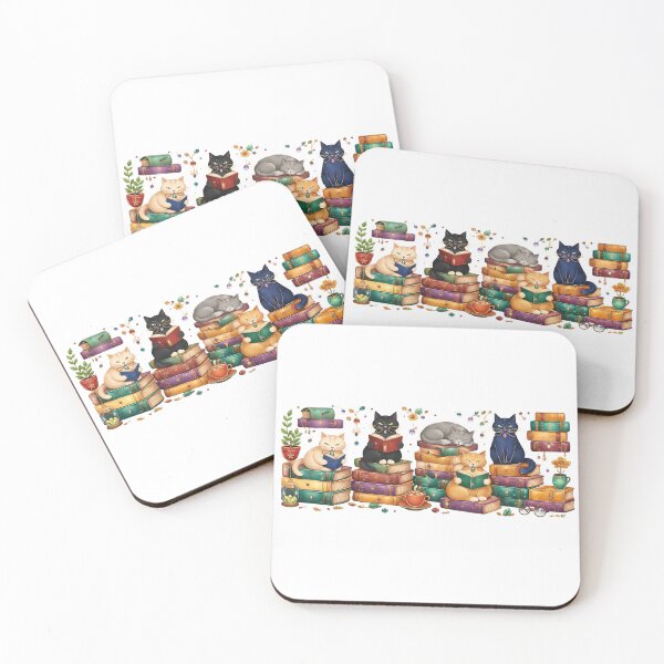 Item preview, Cats Reading Books Cozy Library Scene designed and sold by HandicraftArt.
