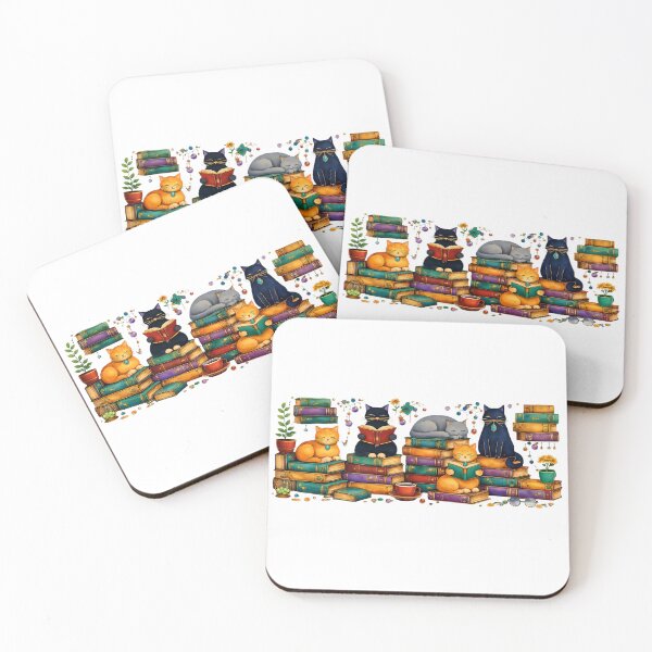 Item preview, Cats Reading Books Cozy Library Scene designed and sold by HandicraftArt.