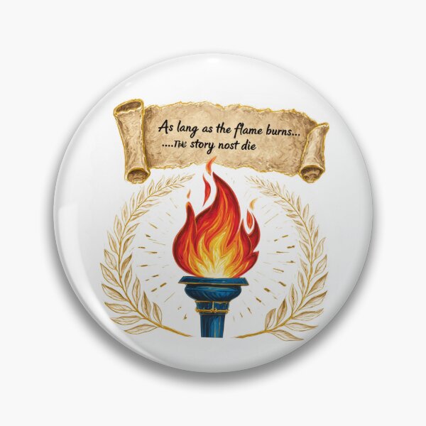 Item preview, "As long as the flame burns... the story does not die out" | Sacred torch transmission | Punchline from the Dinka White Nile tale | designed and sold by Absolutsoma.