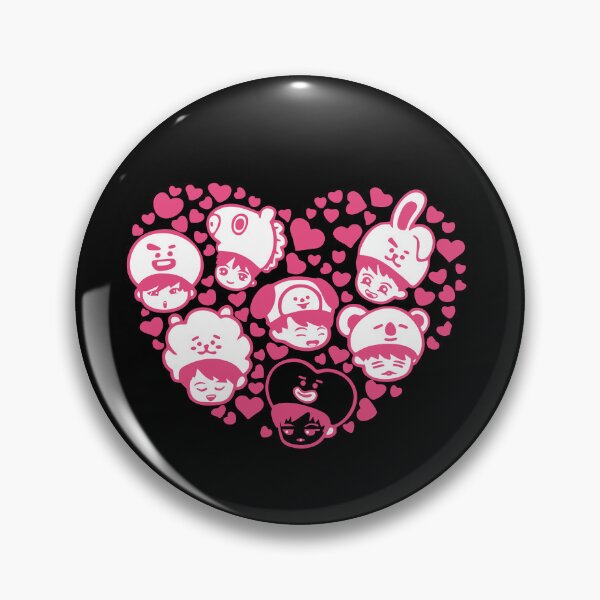 Item preview, Kawaii BTS Heart Design - Pink Monochrome Kpop Chibi Art designed and sold by Polarisofficial.