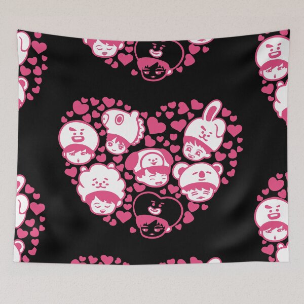 Item preview, Kawaii BTS Heart Design - Pink Monochrome Kpop Chibi Art designed and sold by Polarisofficial.